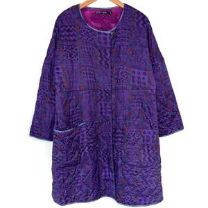 Gudrun Sjoden Horisont Purple Quilted Lagenlook Reversible Jacket Size Large